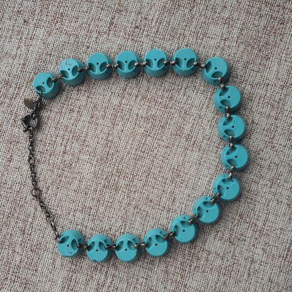 J.Crew Jumbo Teal Brûlée Brulee Crystal Necklace - Picture 7 of 11